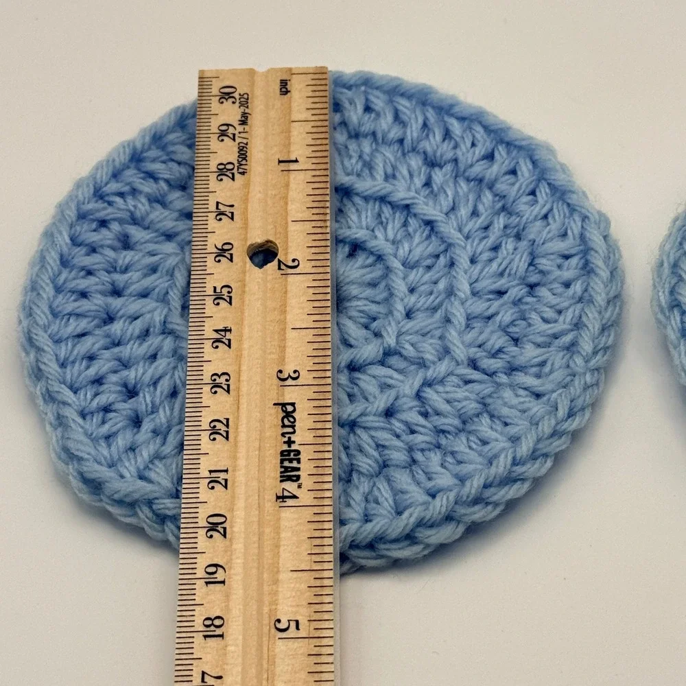 Handmade Crochet Coasters Set of 2 Round Light Blue 4 Inch Yarn